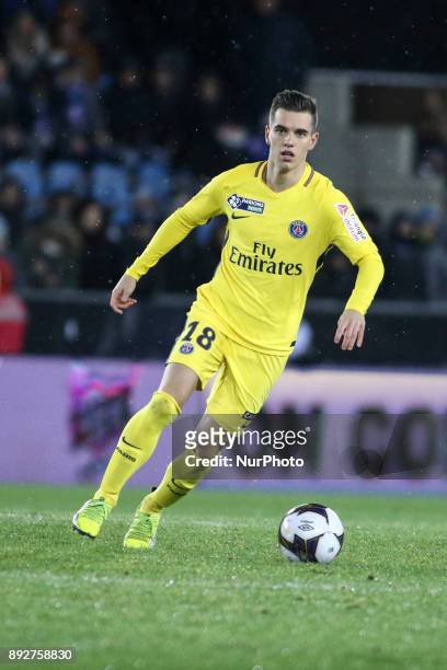 Adli Yacine 18 of PSG during the french League Cup match, Round of 16, between Strasbourg and Paris Saint Germain on December 13, 2017 in Strasbourg,...