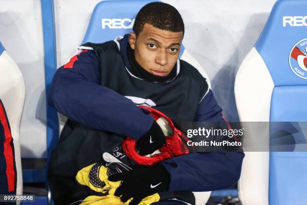 Mbappe Lottin Kylian 29 of PSG during warm-up before the french League Cup match, Round of 16, between Strasbourg and Paris Saint Germain on December...