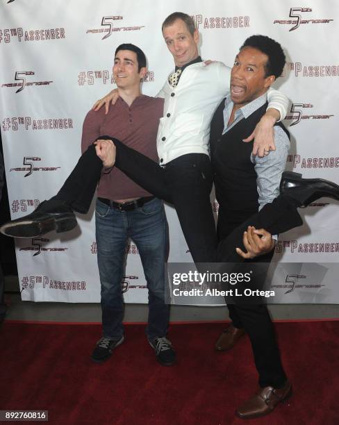 Actors Ryan T. Husk, Doug Jones and Rico E. Anderson arrive for the Cast And Crew Screening Of 5th Passenger held at TCL Chinese 6 Theatres on...