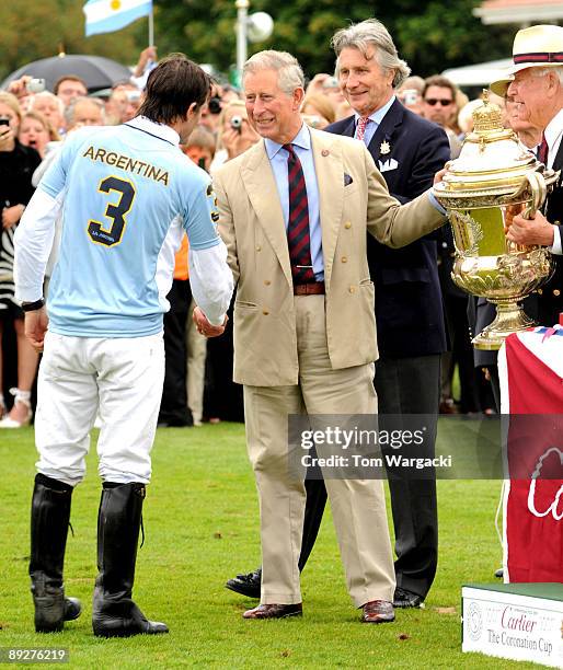 Prince Charles with Arnaud Bamberger attends the Cartier International Polo Day at Guards Polo Club at Guards Polo Club on July 26, 2009 in Egham,...