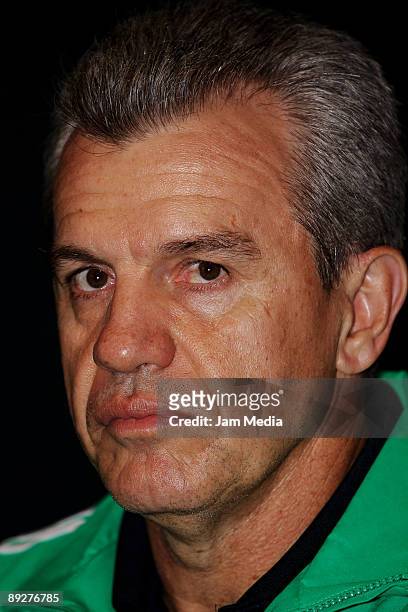 Mexican national soccer team head coach Javier Aguirre speaks during a press conference upon arrival at the International Airport Benito Juarez on...