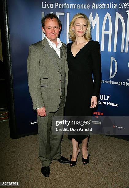 Playwright Andrew Upton and actress Cate Blanchett pose during the 2009 Helpmann Awards at the Sydney Opera House on July 27, 2009 in Sydney,...