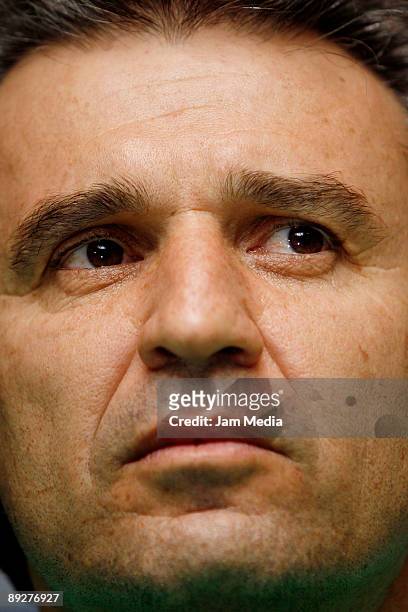 Mexican national soccer team director Nestor de La Torre speaks during a press conference upon arrival at the International Airport Benito Juarez on...