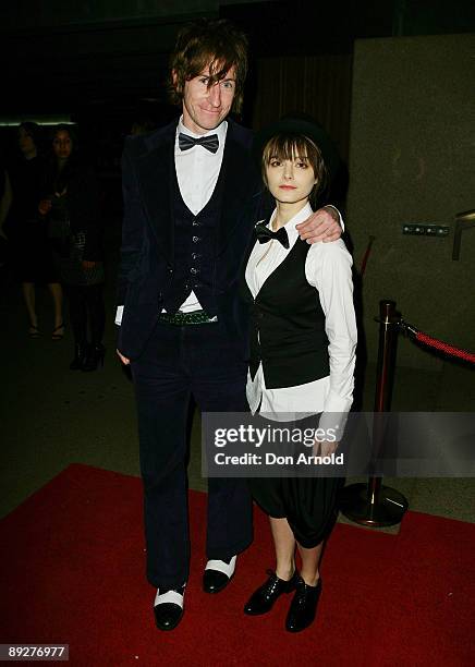 Musician Tim Rogers of You Am I and actress Bojana Novakovic arrive for the 2009 Helpmann Awards at the Sydney Opera House on July 27, 2009 in...