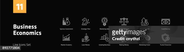business economics line icons set - responsives webdesign stock illustrations