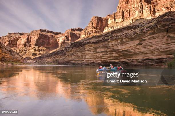oar raft on the colorado river. - blacktail canyon stock pictures, royalty-free photos & images
