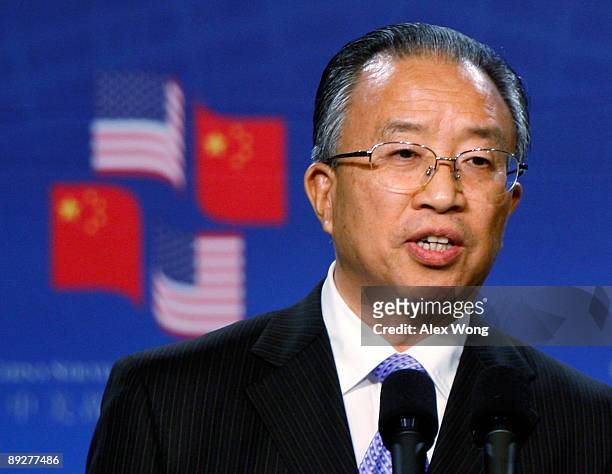 Chinese State Counsilor Dai Bingguo speaks during the opening session of the first U.S.-China Strategic and Economic Dialogue at the Ronald Reagan...