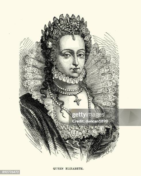 queen elizabeth i of england - british royalty stock illustrations