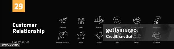 customer relationship line icons set - system failure stock illustrations