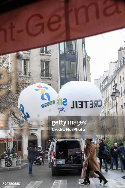 93th departement of Ile de france teachers demonstrate at Place St Michel in Paris, France, on 14 December 2017 to protest against budget cuts, the...