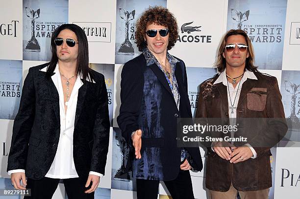 Musicians David Z, Paulie Z and Joey Cassata of Z Rock arrive at Film Independent's 2009 Independent Spirit Awards held at the Santa Monica Pier on...