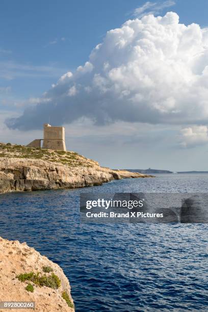 mgarr ix-xini tower on gozo - island of gozo mgarr stock pictures, royalty-free photos & images
