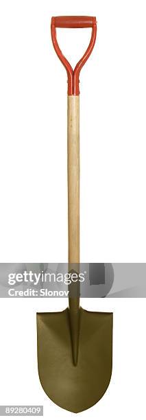 a vertical shovel on a white background - shovel 個照片及圖片檔