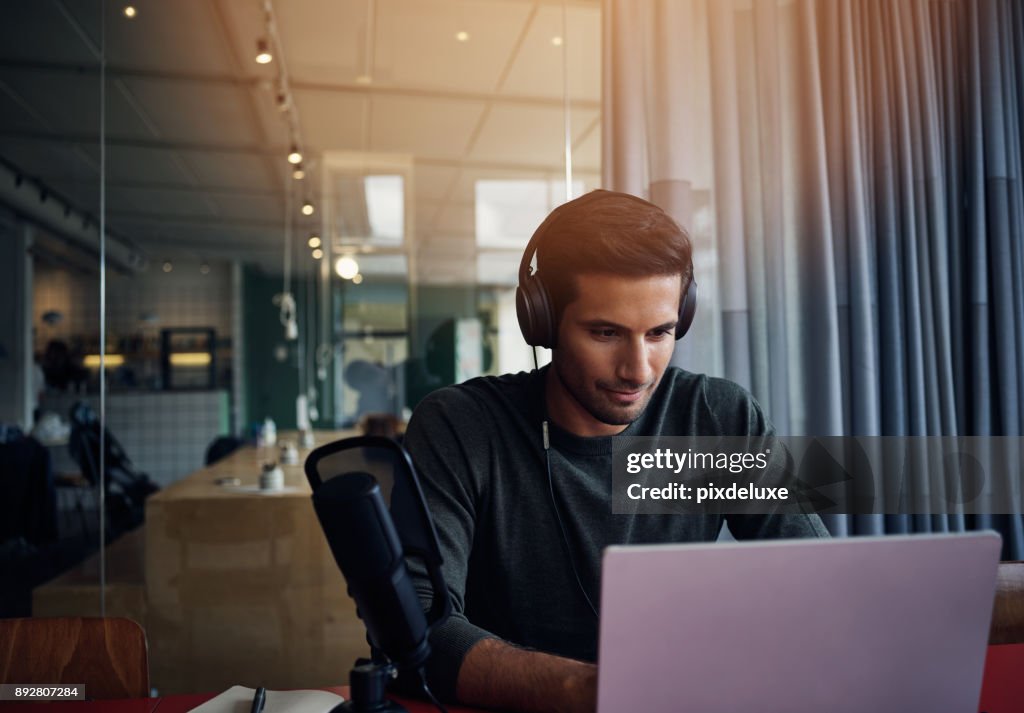Testing out podcast equipment