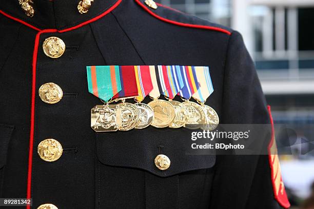 us marine displaying his medals - marines military stock pictures, royalty-free photos & images