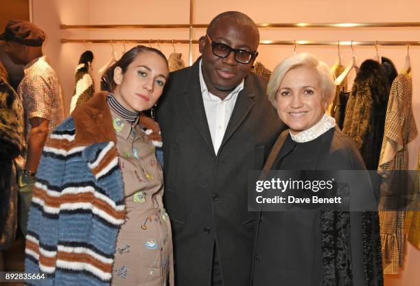 Delfina Delettrez, Edward Enninful and Silvia Venturini Fendi attend the FENDI Sloane Street boutique opening on December 14, 2017 in London, England.