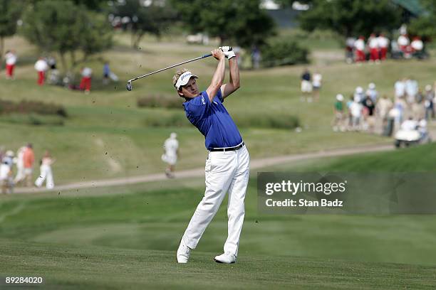 Luke Donald during the fourth and final round of the EDS Byron Nelson Championship held on the Tournament Players Course at TPC Four Seasons Resort...