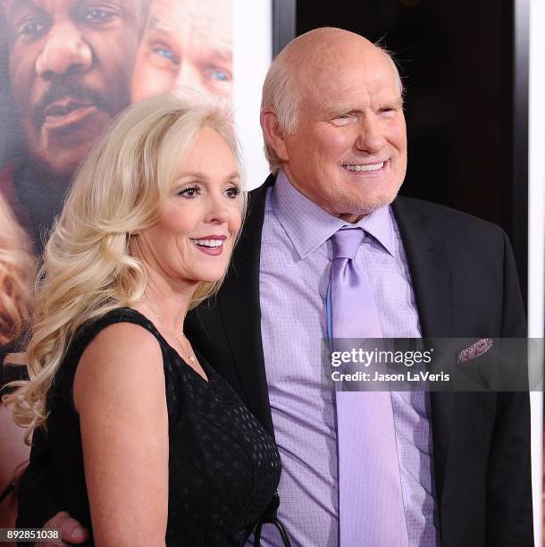 Terry Bradshaw and wife Tammy Bradshaw attend the premiere of "Father Figures" at TCL Chinese Theatre on December 13, 2017 in Hollywood, California.