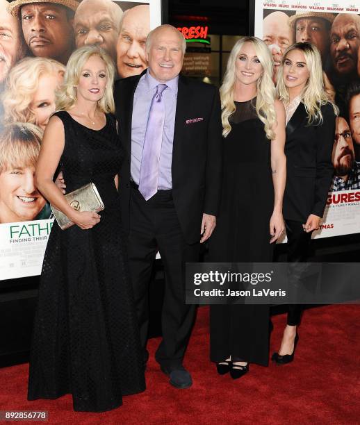 Terry Bradshaw, wife Tammy Bradshaw and daughters Erin Bradshaw and Rachel Bradshaw attend the premiere of "Father Figures" at TCL Chinese Theatre on...