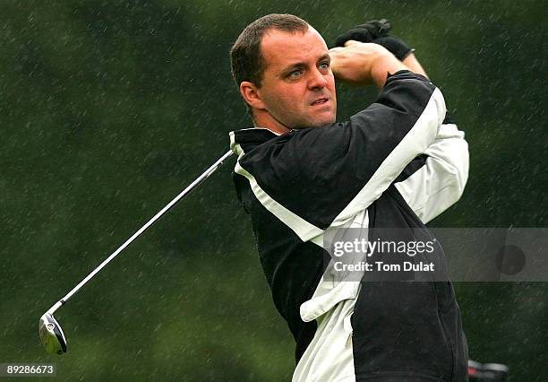 Robert Morton of Puttenham tees off from the 1st hole during the Virgin Atlantic PGA National Pro-Am Regional Qualifier at The Royal Ashdown Forest...