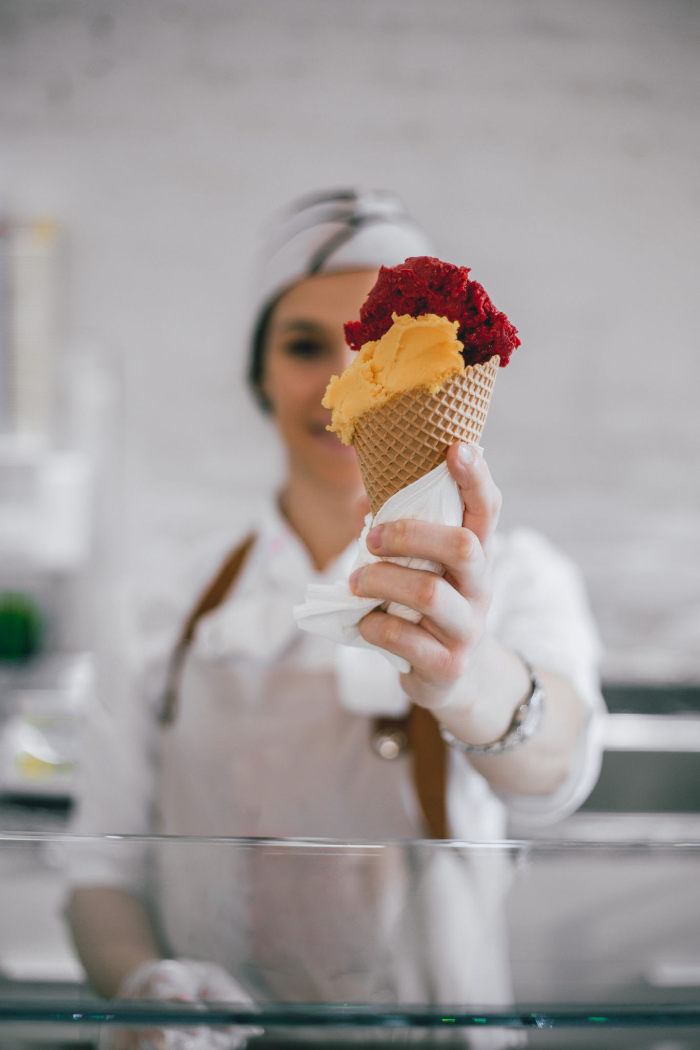 serving ice cream