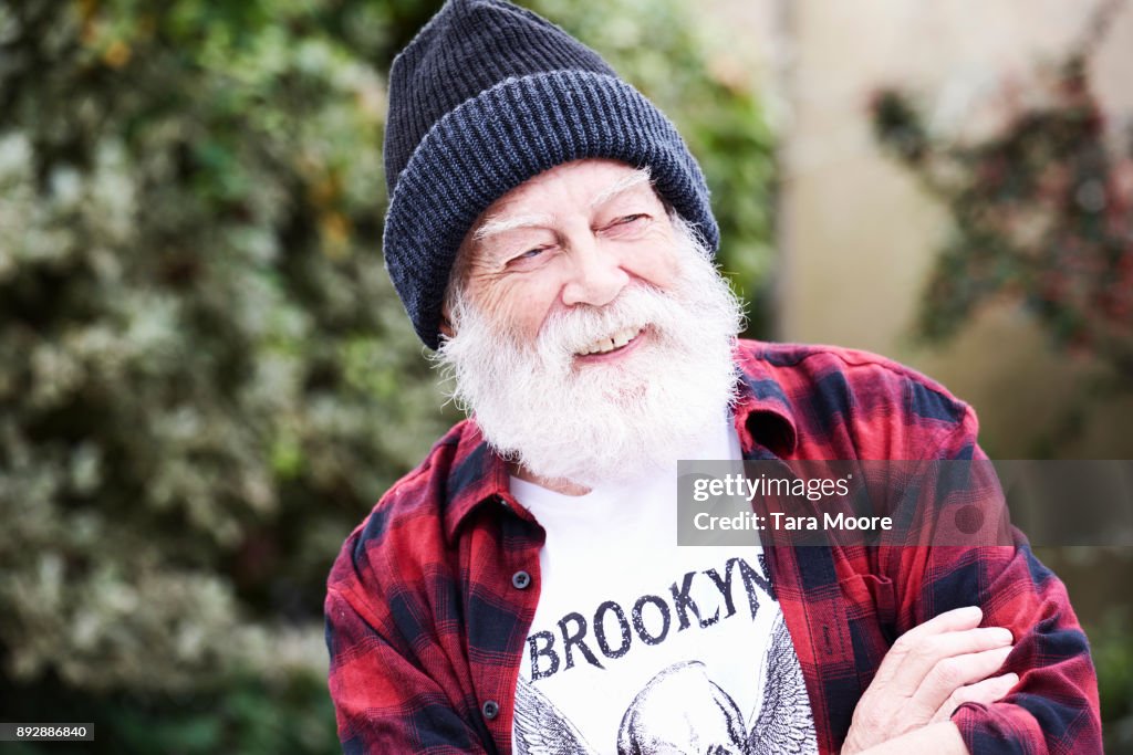 Older man laughing