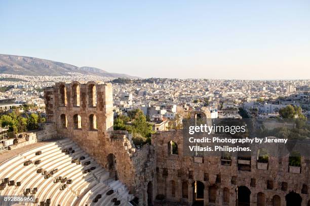 odeon of herodes atticus, the acropolis of athens - odeon stock pictures, royalty-free photos & images