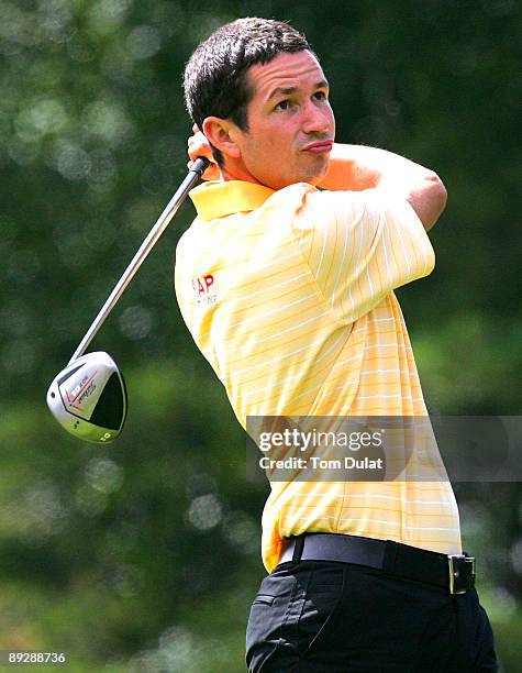 Ant Tarchetti of Princes tees off from the 1st hole during the Virgin Atlantic PGA National Pro-Am Regional Qualifier at The Royal Ashdown Forest...