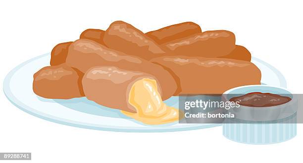 mozzarella sticks - cheese stick isolated stock illustrations