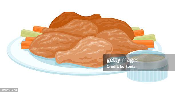 hot wings - chicken wings plate stock illustrations