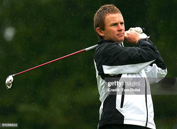 Mike Ovett of Hassock Golf Club tees off from the 1st hole during the Virgin Atlantic PGA National Pro-Am Regional Qualifier at The Royal Ashdown...