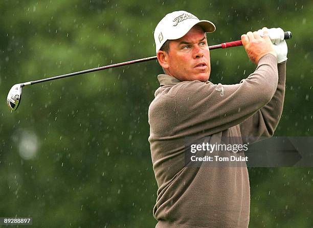 Shaun Creasey of Cooden Beach tees off from the 1st hole during the Virgin Atlantic PGA National Pro-Am Regional Qualifier at The Royal Ashdown...