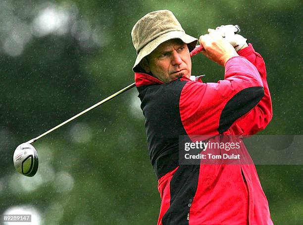 Mark Warner of Cuddington tees off from the 1st hole during the Virgin Atlantic PGA National Pro-Am Regional Qualifier at The Royal Ashdown Forest...