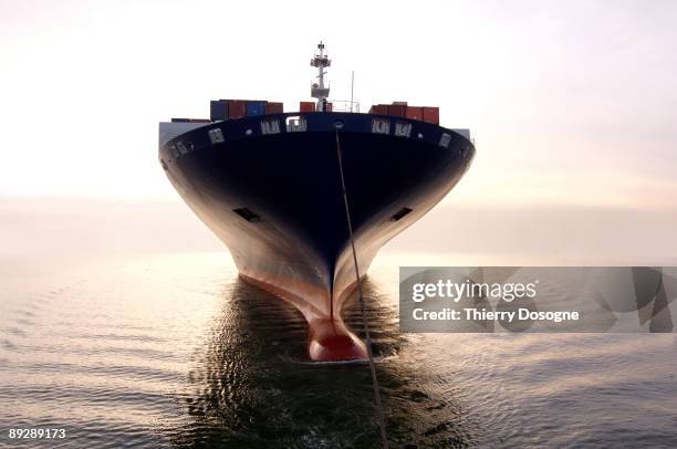 container ship - ships bow stock pictures, royalty-free photos & images