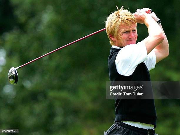 Andrew Jones of Littlestone tees off from the 1st hole during the Virgin Atlantic PGA National Pro-Am Regional Qualifier at The Royal Ashdown Forest...