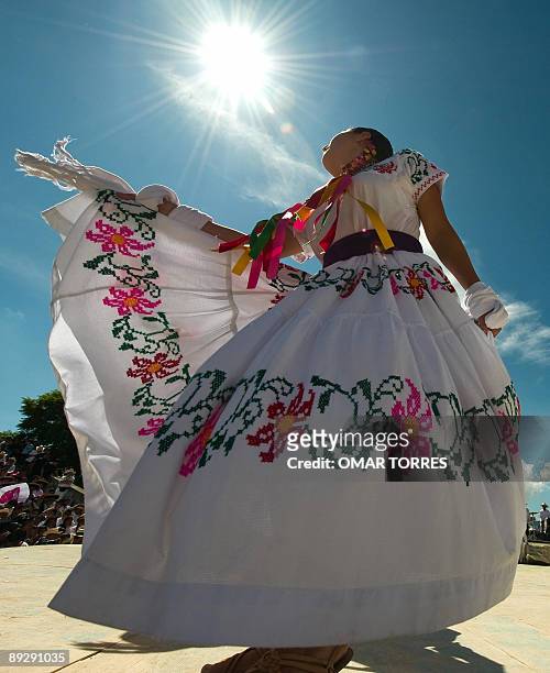 Dancer from San Pedro Ayutla performs during the Guelaguetza celebration on July 27, 2009 in Oaxaca, Mexico. The Guelaguetza is a festival held once...