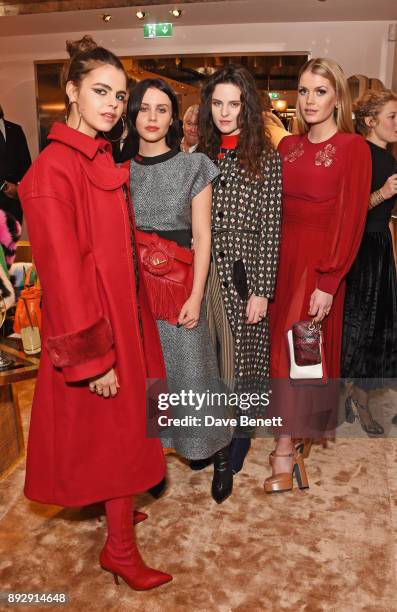 Bee Beardsworth, Billie JD Porter, Daisy Maybe and Lady Kitty Spencer attend the FENDI Sloane Street boutique opening on December 14, 2017 in London,...