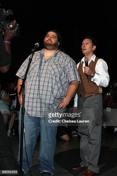 Actors Jorge Garcia and Michael Emerson attend the "Lost" panel on day 3 of the 2009 Comic-Con International Convention on July 25, 2009 in San...