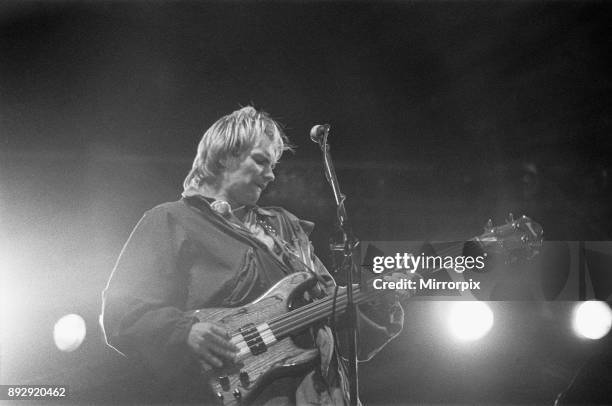 Sting lead singer with The Police, seen here performing on the opening night of the 1979 Reading Rock Festival, 24th August 1979.