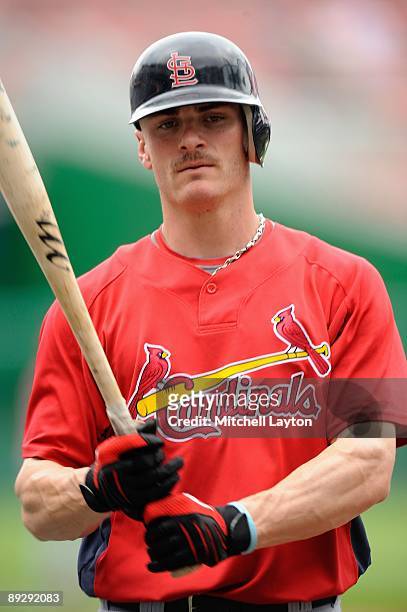 Brendan Ryan of the St. Louis Cardinals looks on before a baseball game against the Washington Nationals on July 23, 2009 at Nationals Park in...