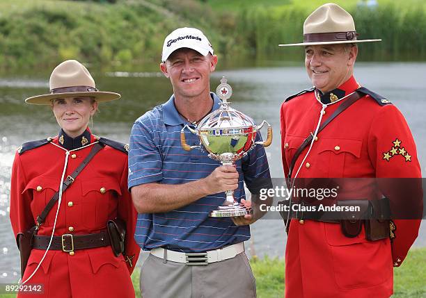 Nathan Green poses with the RBC Trophy after winning the Canadian Open at Glen Abbey Golf Club on July 27, 2009 in Oakville, Ontario, Canada. Green...