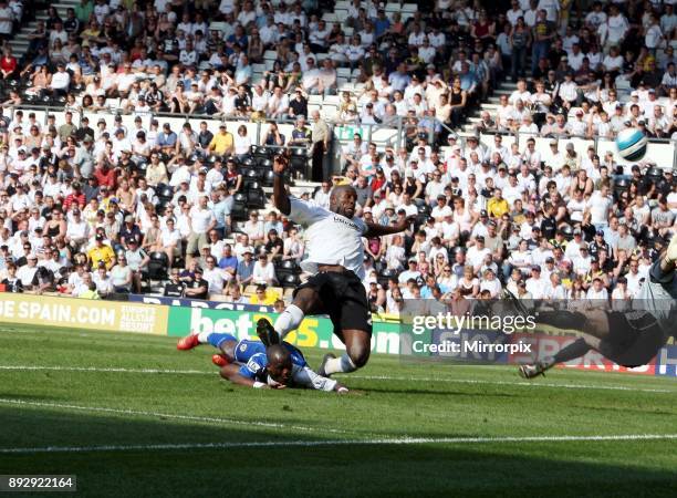 English Premier League match at Pride Park. Derby County 0 v Reading 4. Despite Reading's huge away win they are relegated to the Championship due to...