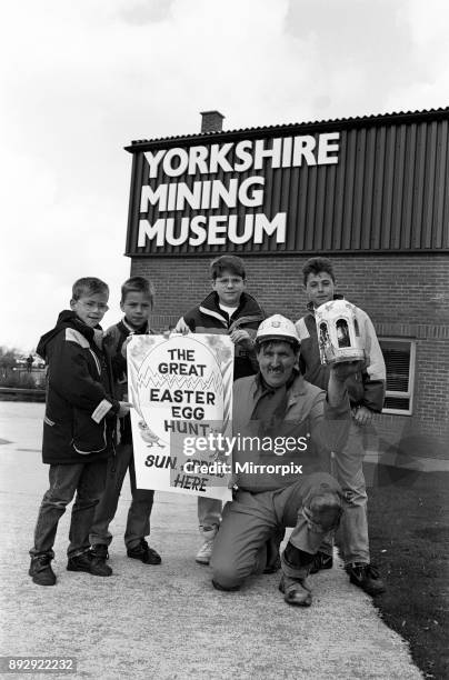 Eggscavators Children at the Yorkshire Mining Museum, Overton, unearthed chocolate Easter eggs instead of coal. They are from left: Neil Hartley,...