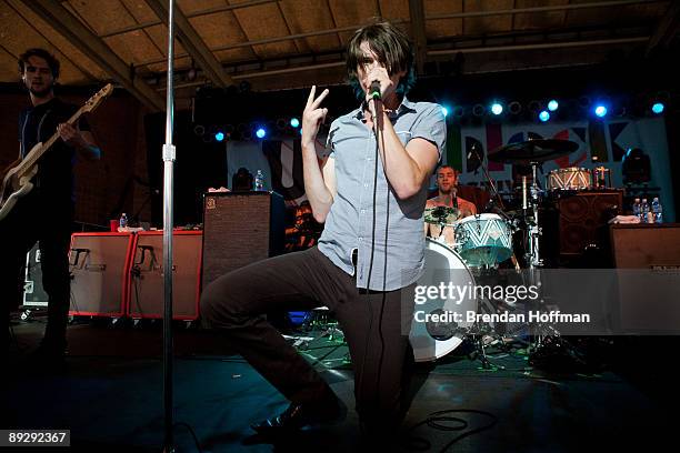 Lead singer William Beckett of the The Academy Is... Performs with bassist Adam T. Siska and drummer Andy Mrotek at the MTVU Sunblock Music Festival...