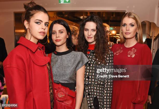 Bee Beardsworth, Billie JD Porter, Daisy Maybe and Lady Kitty Spencer attend the FENDI Sloane Street boutique opening on December 14, 2017 in London,...