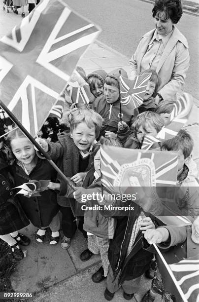 Spectators await Queen Elizabeth II in Eston during her Silver Jubilee tour, 14th July 1977.