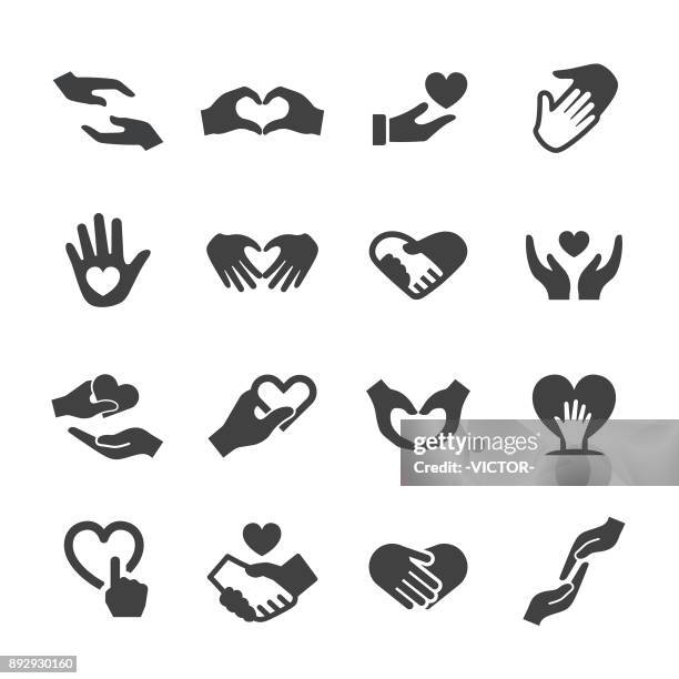 ilustraciones, imágenes clip art, dibujos animados e iconos de stock de cuidado y amor gesto iconos - serie acme - juegos de palmas