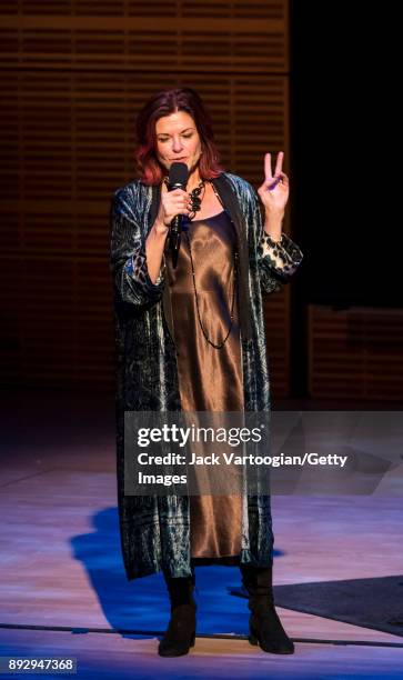 American Folk and Country musician Roseanne Cash introduces the American Byways series she curated at Carnegie Hall's Zankel Hall, New York, New...