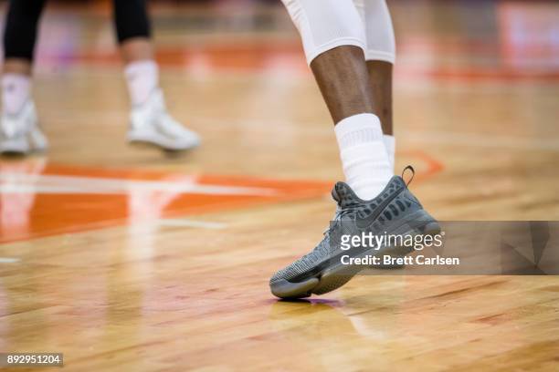 Detail view of Nike basketball shoes worn by a member of the Syracuse Orange during the game against the Colgate Raiders at the Carrier Dome on...
