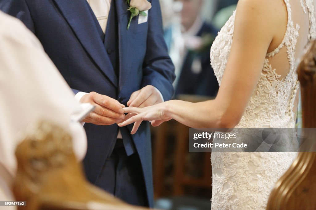 Couple getting married in church